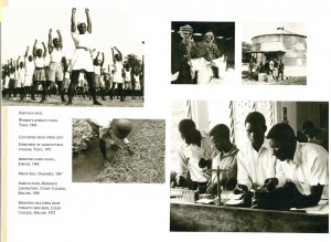 The poster shows the legacy of Near East Relief in supporting different communities. Beneficiaries in the photos attending different classes including sports, agriculture, and research laboratories in Malawi.