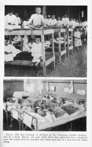 Boys in an orphanage sitting on their beds. The first housing in the Caucasus. Children have to share beds, many were displaced and there were not enough beds for everyone.