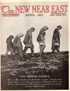 The magazine covered important developments, like the evacuation of orphans from the Turkish interior after the burning of Smyrna. New Near East magazine cover featuring child refugees.