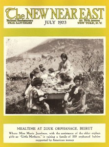 Some magazine covers focused on specific relief stations. This New Near East magazine features children at Zouk Orphanage in Beirut. Maria Jacbosen ran Zouk Orphanage before opening the Birds' Nest in Sidon in 1923.