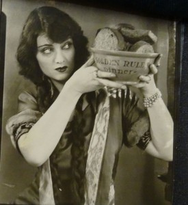 Eve Southern was an American film actress and a Hollywood film star. In the photo, she is holding a pot written on it, Golden Rule.