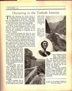 An article mention Bessie Murdoch who was a nurse settled down at the Turkish borders to serve refugees in that area.