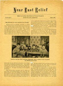 Near East Relief magazine produced for private circulation, April 1921, featuring the Trachoma Orphanage for contagious eye diseases