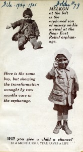 Pamphlet featuring a child named Melkon, before and after Near East Relief