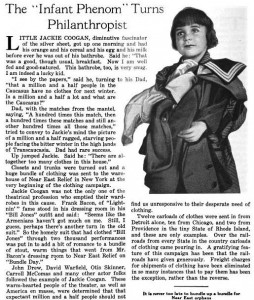 Jackie Coogan, the child film star who became a philanthropist.