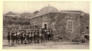 Boys from Near East Relief's orphanage in Jubeil, Syria attending school in a former mosque. Near East Relief was offered many buildings at a reduced rent or even rent-free for orphanage operations.