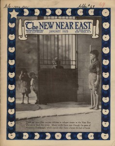 In this poignant New Near East cover, a boy in orphanage attire looks at children waiting for admission to the orphanage. Covers like this served as a reminder that Near East Relief's work was ongoing, even ten years after the 1915 massacres.