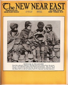 A New Near East magazine cover showing four boys in rags on a midwinter day in the Caucasus. Images like this reminded readers that even in the warmth of July, winter was never far away for the orphans of Near East Relief.
