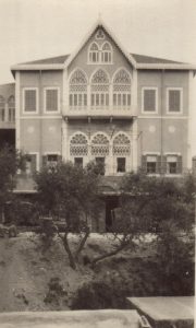 The Near East Relief personnel house in Beirut, c. 1923. The personnel house served as a temporary home for Near East Relief administrative workers at the Beirut office. It also offered temporary accommodations to visitors from other Near East Relief offices. Near East Relief volunteer Nellie Miller Mann lived in the personnel house in the early 1920s.