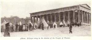 Refugee Camp outside the Temple of Theseus in Athens, Greece