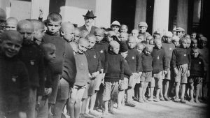 Henry Morgenthau with orphan boys at the Zappeion orphanage, Athens