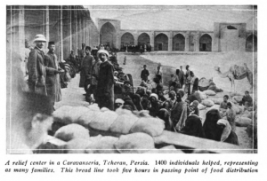 Near East Relief ran orphanages and refugee feeding centers in six districts of Persia. The organization often provided food in exchange for labor in larger cities. Most of the refugees in Persia were Assyrian or Armenian Christians. This photo appeared in the January 1920 issue of The New Near East magazine.