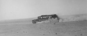 Bus traveling through the desert