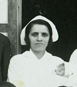 Closeup of Lousaper Kussajikian (later Sarmanian), a young refugee from Marash who became a nurse with Near East Relief in Beirut.