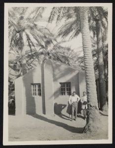 Two men standing outside a Protestant church in the Assyrian refugee camp in Baghdad. There were four other churches.